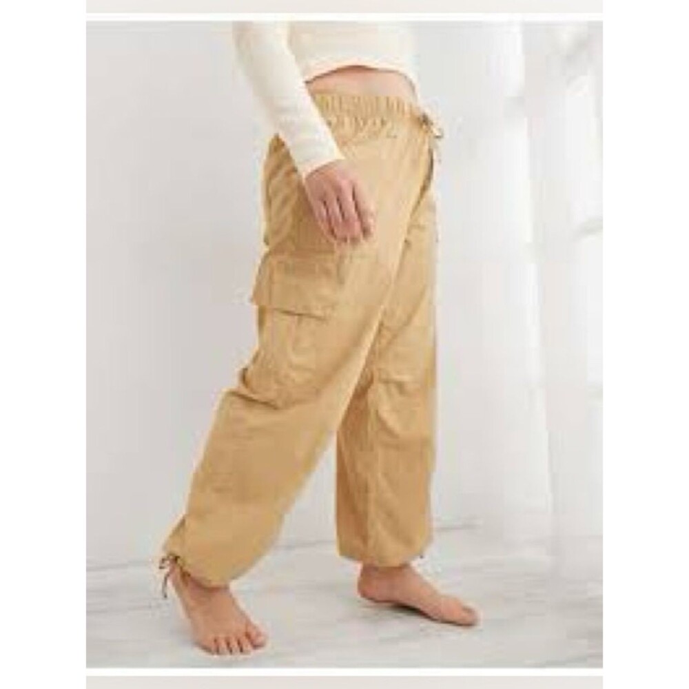 Aerie Avenue Cargo Pant Baggy NEW Khaki Medium Skater Pant Jogger 100% Cotton - Picture 2 of 10